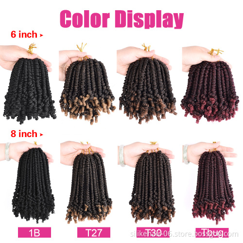Silike Short Passion Twist Braids 6-8inch Synthetic Crochet Braids Black Brown Ombre Braiding Fluffy Spring Twist Hair Extension